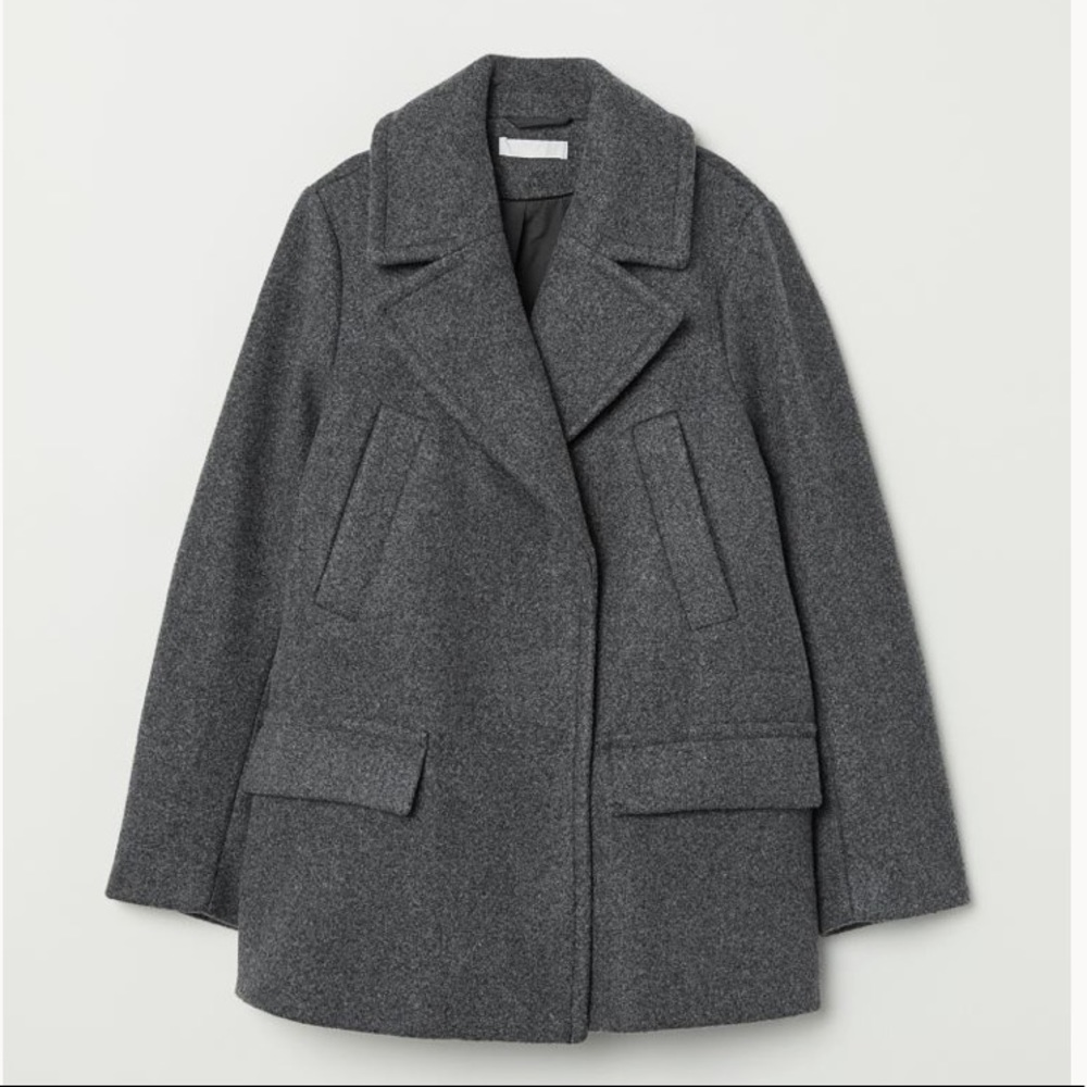 Dark grey marl short double breasted jacket